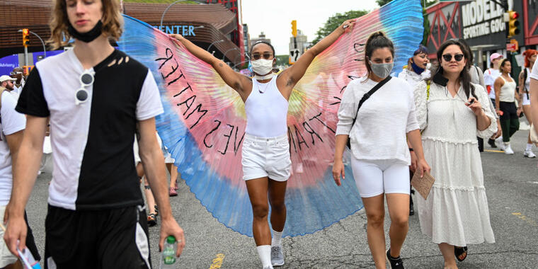 Manifestante por los derechos de los transexuales en Nueva York