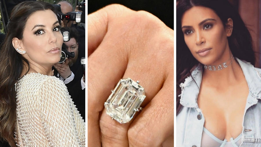 Eva Longoria, anillo y Kim Kardashian