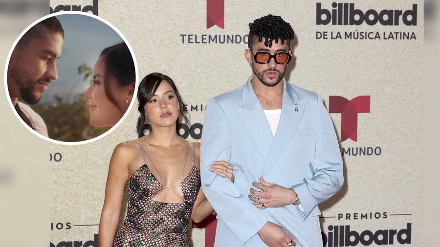 Bad Bunny y su novia Gabriela Berlingeri, en los Premios Billboard de la Música Laitna 2021; ambos en casándose en el videoclip de 'Tití me preguntó.