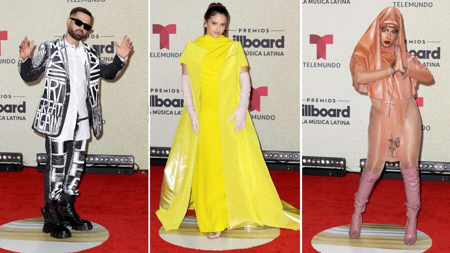 Mike Bahía, Rosalía y Tokischa en la alfombra roja de los premios Billboard 