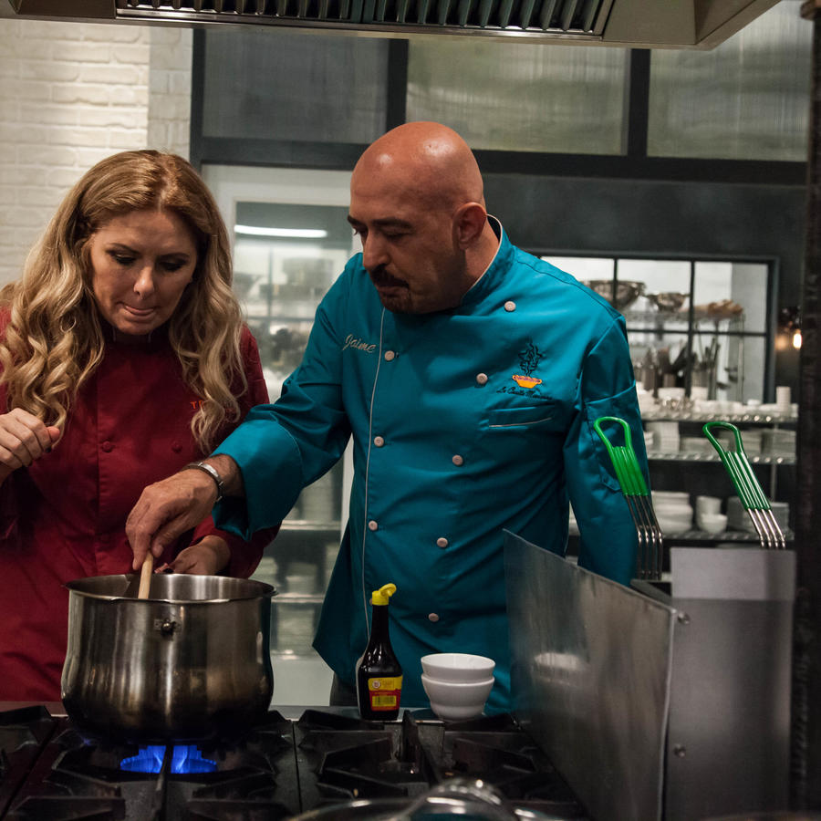 Judith Grace y Jaime Martin del Campo en Top Chef Estrellas