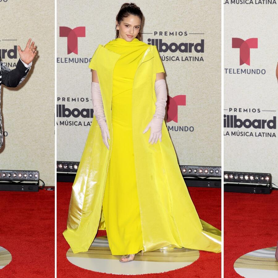 Mike Bahía, Rosalía y Tokischa en la alfombra roja de los premios Billboard 
