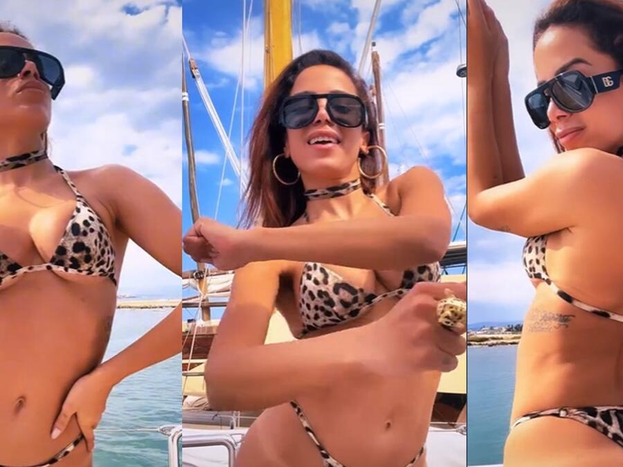 Anitta compartió en sus redes sociales un video en el que presume de un diminuto bikini con un candente baile. 