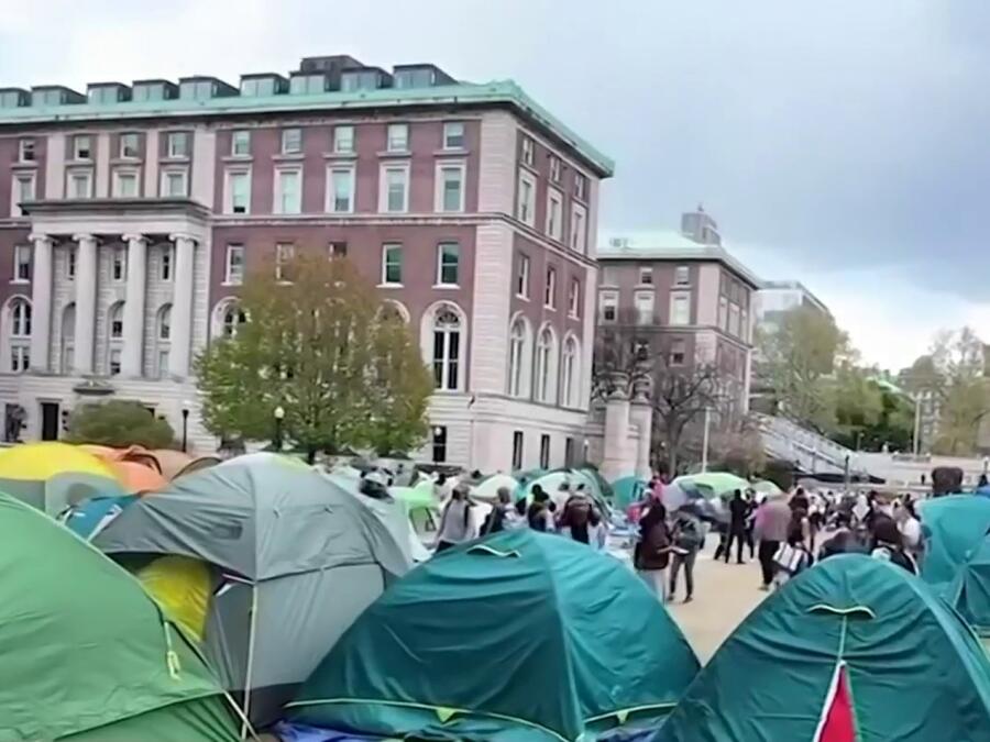 Campamento de protestas propalestinas en Universidad de Columbia
