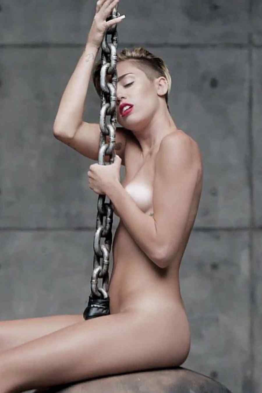 Miley Cyrus in the music video for Wrecking Ball