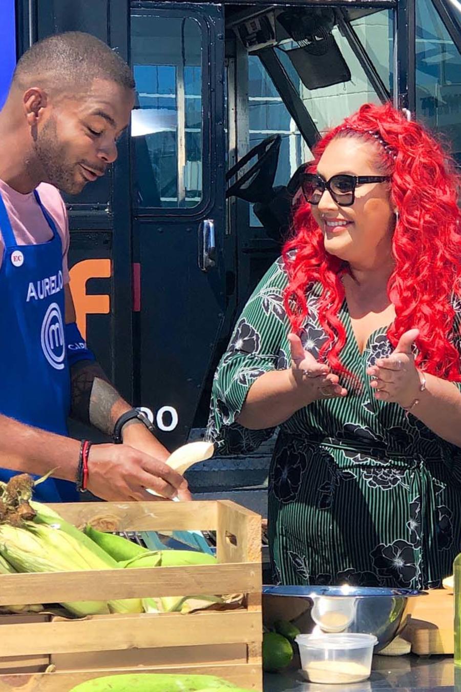 Chef Claudia Sandoval regaña a Aurelio y Dubraska en el reto de food trucks de MasterChef Latino 2