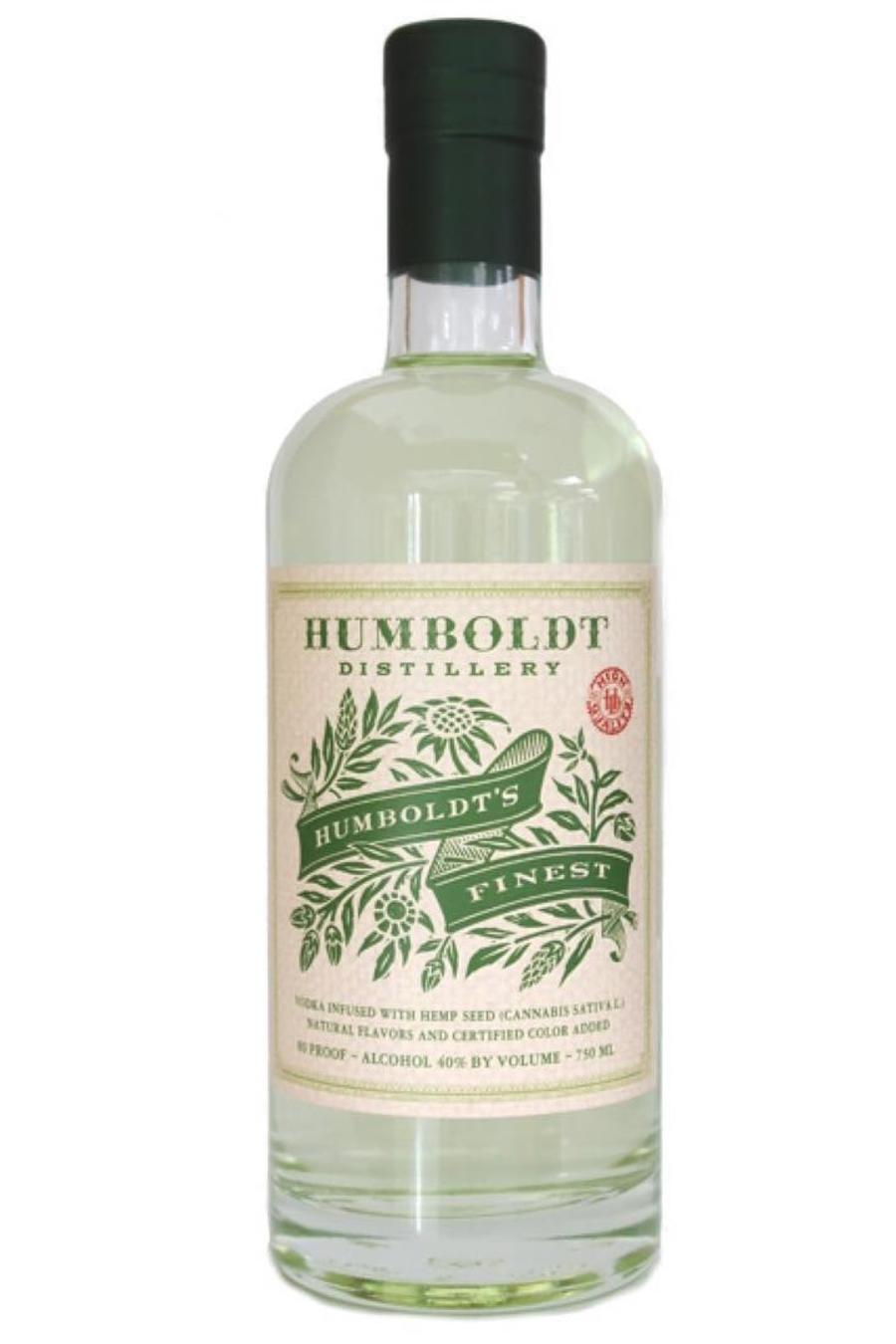 Botella de vodka con marihuana de Humboldt Distillery