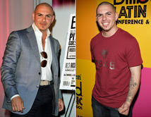 Pitbull de 2005 (der.) a 2012 (izq.) De rapero americano a dandy con trajes de diseño.