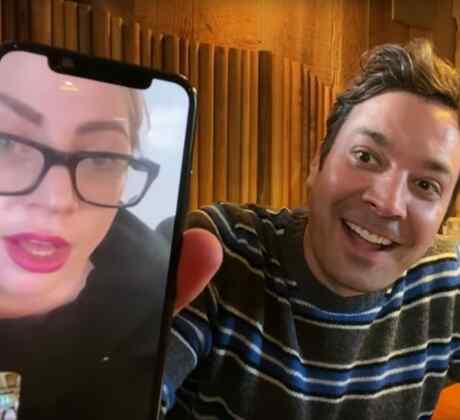 Jimmy Fallon and Lady Gaga on video call